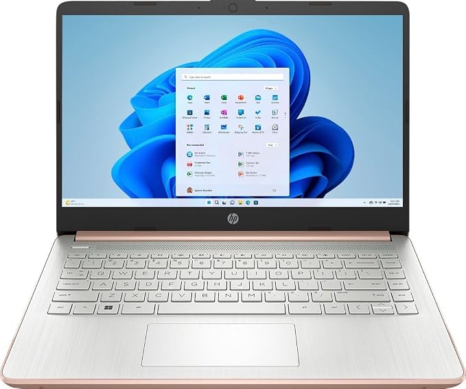 HP 14" HD (1366 x 768) Display Laptop, Intel Celeron N4120, 1.1GHz, 4GB Memory, 128GB eMMC, Windows 11 Home in S Mode, Rose Gold, 14-dq0762dx (Renewed)