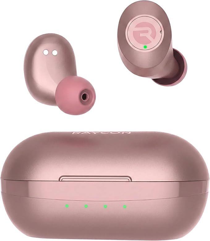 Raycon Everyday Bluetooth Wireless Earbuds with Microphone - Active Noise Cancelling, Sweat & Water-Resistant Earphones, Ear Buds Wireless Bluetooth Up to 32 Hours Playtime (Rose Gold)