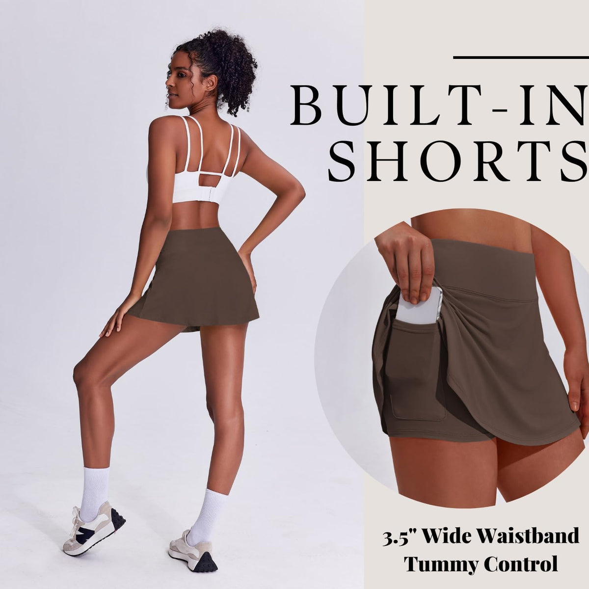 PINSPARK Tennis Skirts for Women - Lightweight Pleated Athletic Skort with Shorts Pocket for Golf & Pickleball