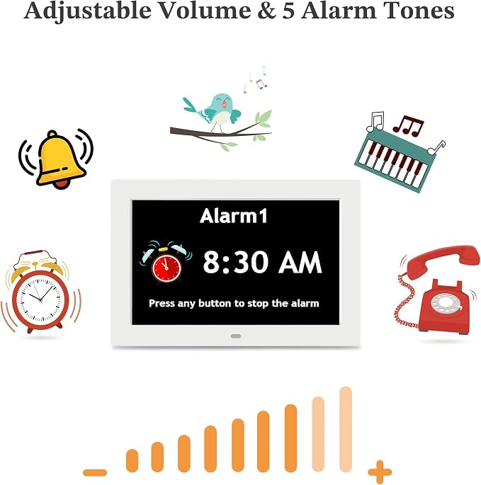 10.1'' Digital Clock, 1280*800p HD Extra Large Display, Dementia Clock