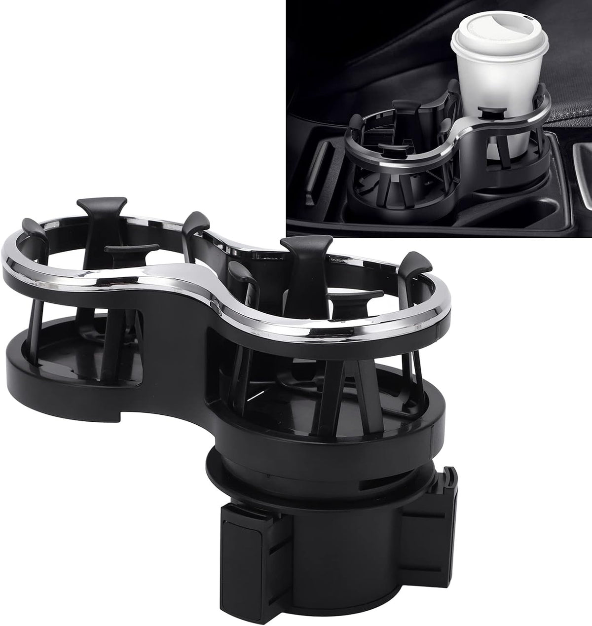 2 in 1 Drink Organizer Plug and Play Universal Thick Multi-Function Car Cup Holder Extender for Milk Tea Can Ashtray