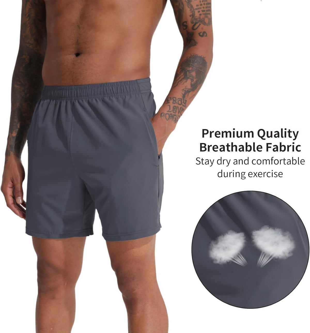 VPOS Men's Athletic Shorts - Lightweight Quick-Dry Workout Shorts | 5/7 Inch Inseam, Ideal for Gym & Running