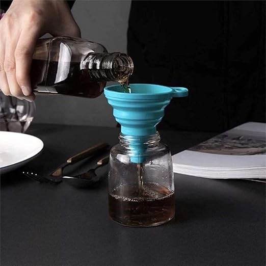 Misitifi Collapsible Funnel, Set of 2, Flexible Silicone Foldable Kitchen Funnel for Liquid/Powder Transfer Hopper Food Grade Silicone Funnel
