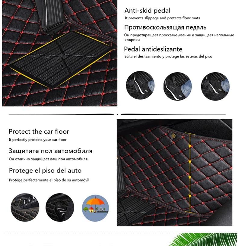Custom Car Floor Mat Compatible with BMW Mercedes-Benz Toyota Cadillac Lexus Honda Infiniti Nissan Hyundai Kia Audi All Models Cars Sedans SUVs Automotive Mats (Red Beige)