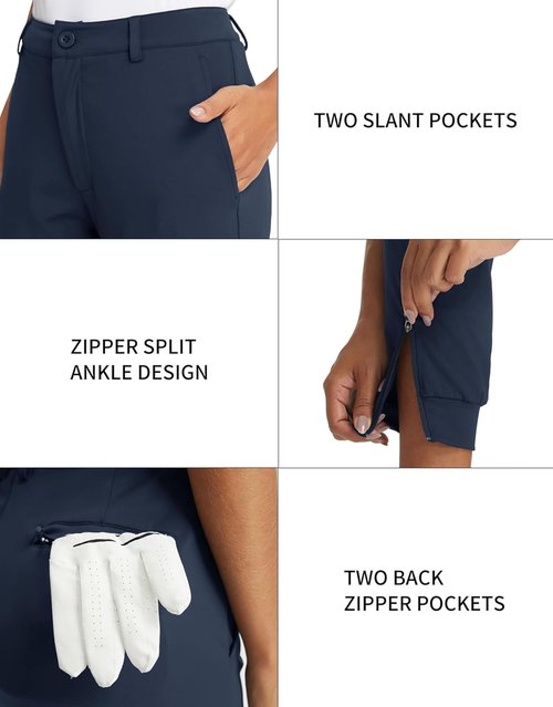 M MAELREG Women's Golf Pants - Lightweight Quick-Dry Joggers with 4 Pockets | Ankle Zip Design