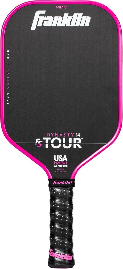 Franklin Sports Pro Pickleball Paddles - FS Tour Series Raw Carbon Fiber T700 - USA Approved - 14mm/16mm Core - Gray, Blue & Pink
