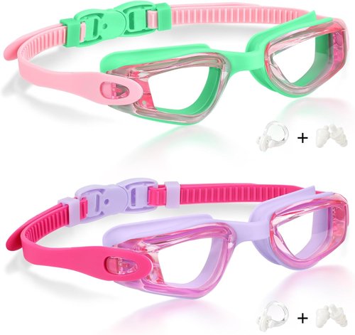Aegend Kids Swim Goggles - Pack of 2 Comfortable Swimming Goggles for Ages 3-14 | Boys & Girls