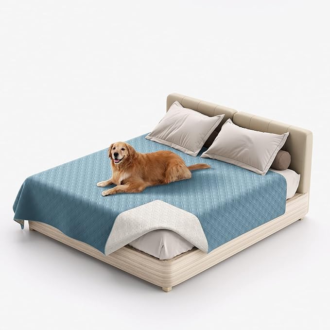 Waterproof Dog Bed Covers for Couch Protection, Water-Resistant Soft Dog Pet Blanket Anti-Slip Dog Blanket for Bed, for Furniture Bed Couch Sofa (Gray Blue,82x82inch)