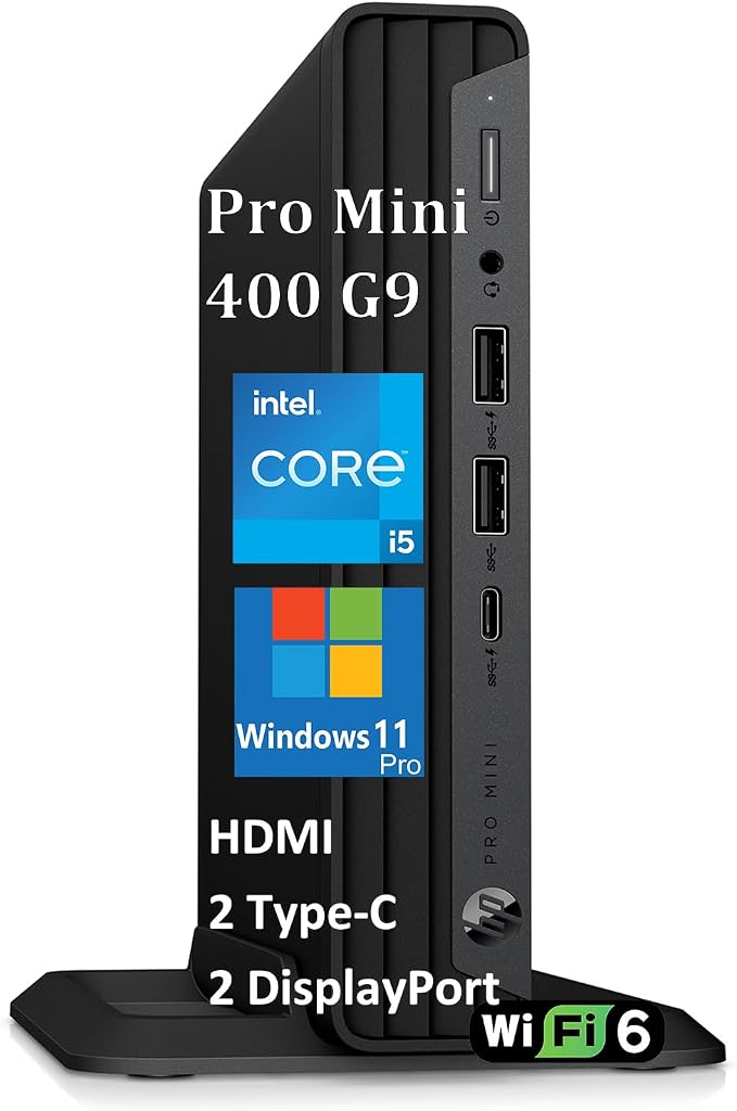 HP 2026 Mini Desktop PC Computer, Intel i5-12500T (16GB RAM, 512GB SSD) | Ultra-Compact Silent, Lifetime Office 365, 3X 4K Display Support, Keyboard & Mouse & Stand, Windows 11 Pro for Office Work