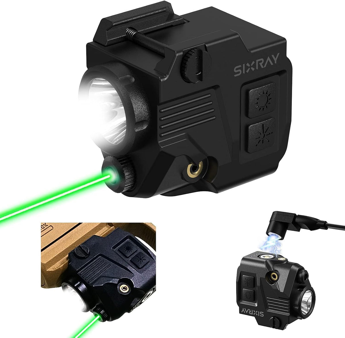SIXRAY Pistol Light Laser Sight - 420 Lumens LED with Magnetic Charging & Quick Release | Airsoft Compatible