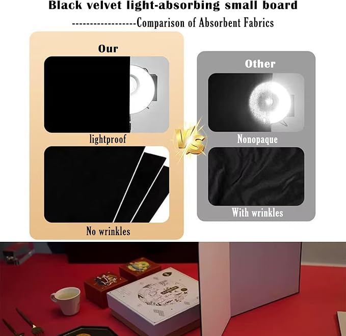 14PCS Black Velvet Flocked Product Photography Backdrops Board