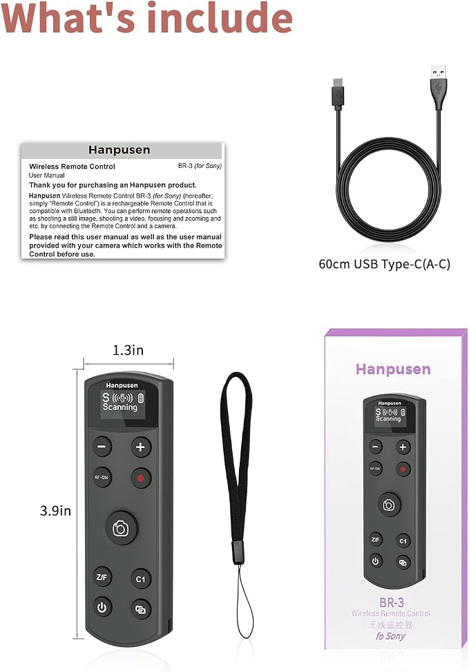 for Sony Camera Remote Control, Hanpusen Rechargeable Wireless Shutter Release