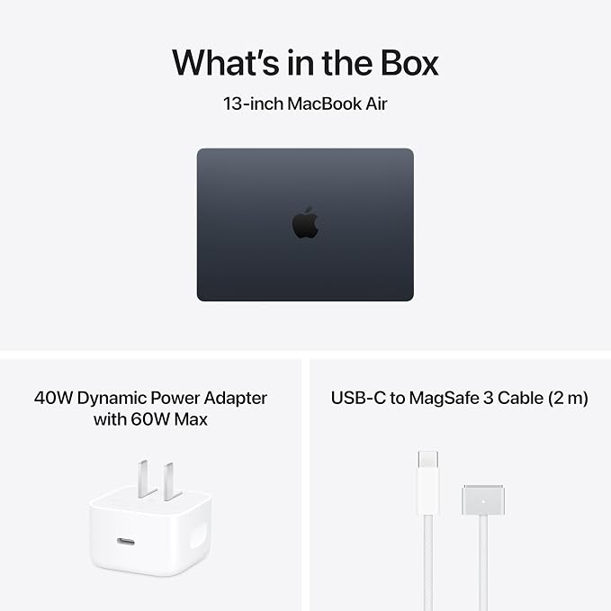 Apple 2026 MacBook Air 13-inch Laptop with M5 chip: Built for AI, 13.6-inch Display, 24GB Unified Memory, 1TB SSD, 12MP Center Stage Camera, Touch ID, Wi-Fi 7; Midnight with AppleCare+ (3 years)