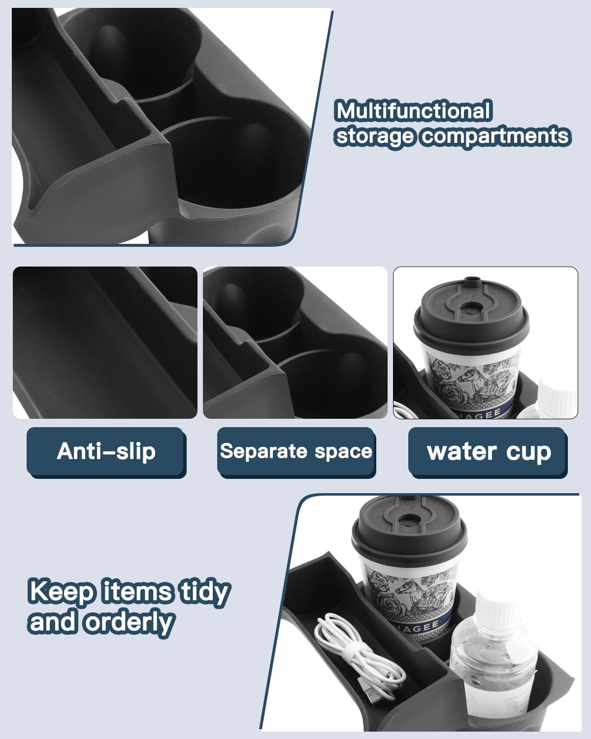 Ruiya 2027 Terrain Center Console Cup Holder for GMC Terrain 2027 Accessories Silicone Material 2 in 1 Console Organizer with Cup Holder Compatible with 2025 2026 2027 GMC Terrain Elevation/AT4/Denali