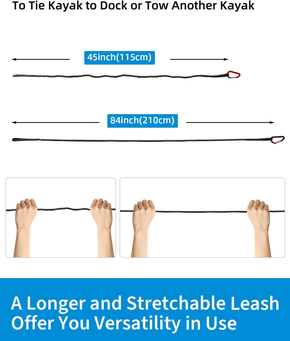 OCEANBROAD Kayak Paddle Leash - Stretchable Strap Lanyard for SUP, Canoeing & Fishing | 4-7 Feet