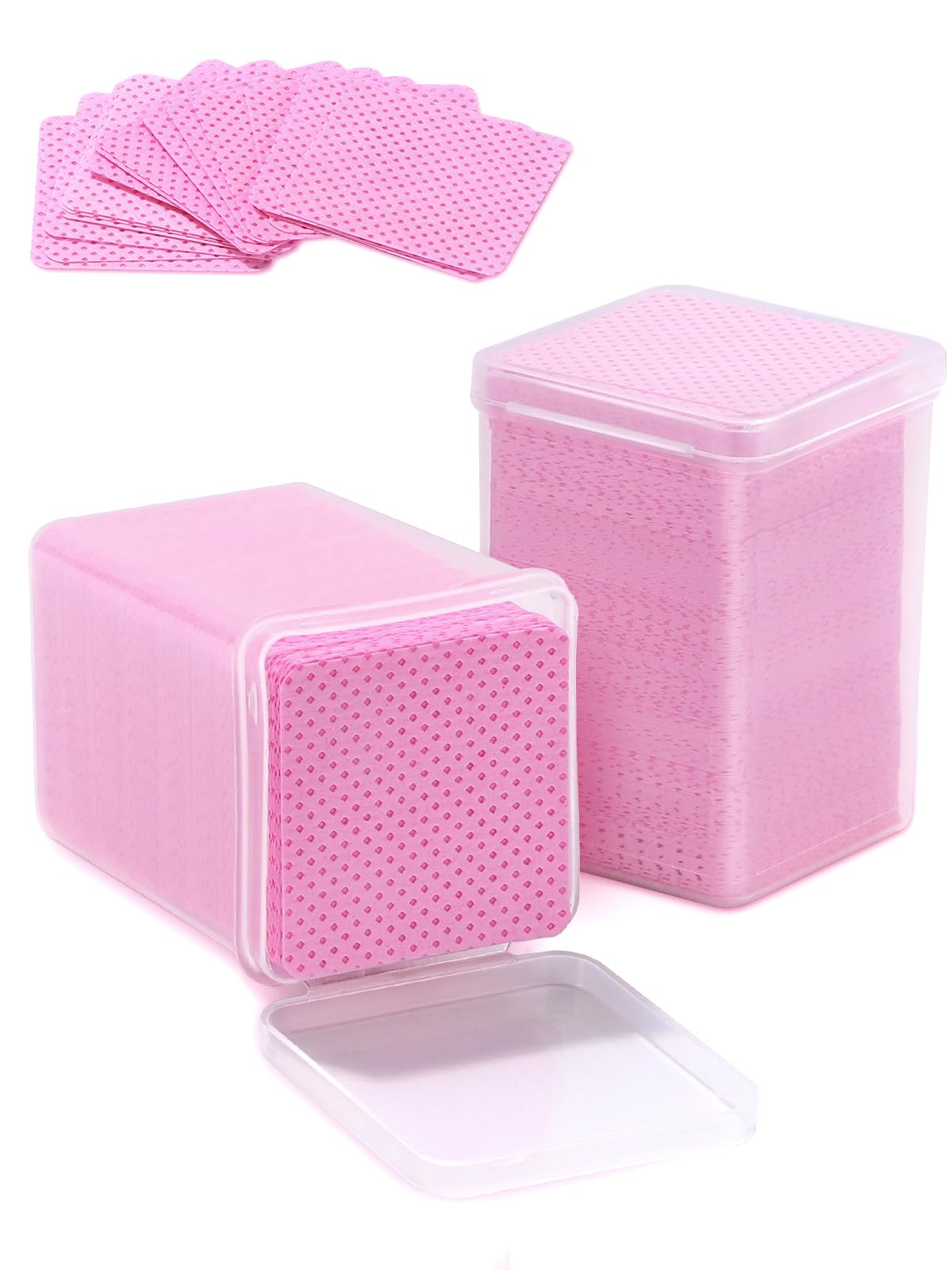 Teoyall Lint Free Nail Wipes, 400 Pcs Non-Woven Fabric Nail Cleaning Pads Pink Lash Extensions Glue Cleaning Wipes Nail Salon Su