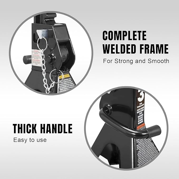 Big RED 3 Ton Double Locking Steel Jack Stands, for Lifting UTV/ATVS, Small Trucks and SUVS, Heavy Duty Steel, 6000lbs Capacity, 1 Pair, Black