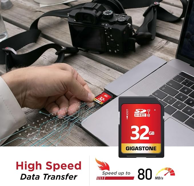 GIGASTONE 32GB SD Card 5-Pack UHS-I U1 Class 10 SDHC Memory Card High-Speed