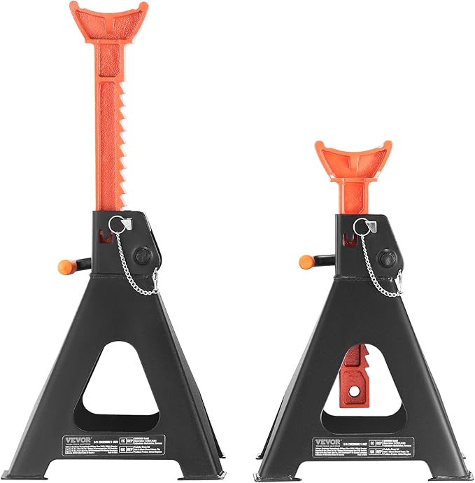 VEVOR Jack Stands, 6 Ton (13,000 lbs) Capacity Car Jack Stands Double Locking, 14.2-23 inch Adjustable Height, for Lifting SUV, Pickup Truck, Car and UTV/ATV, Red, 1 Pair