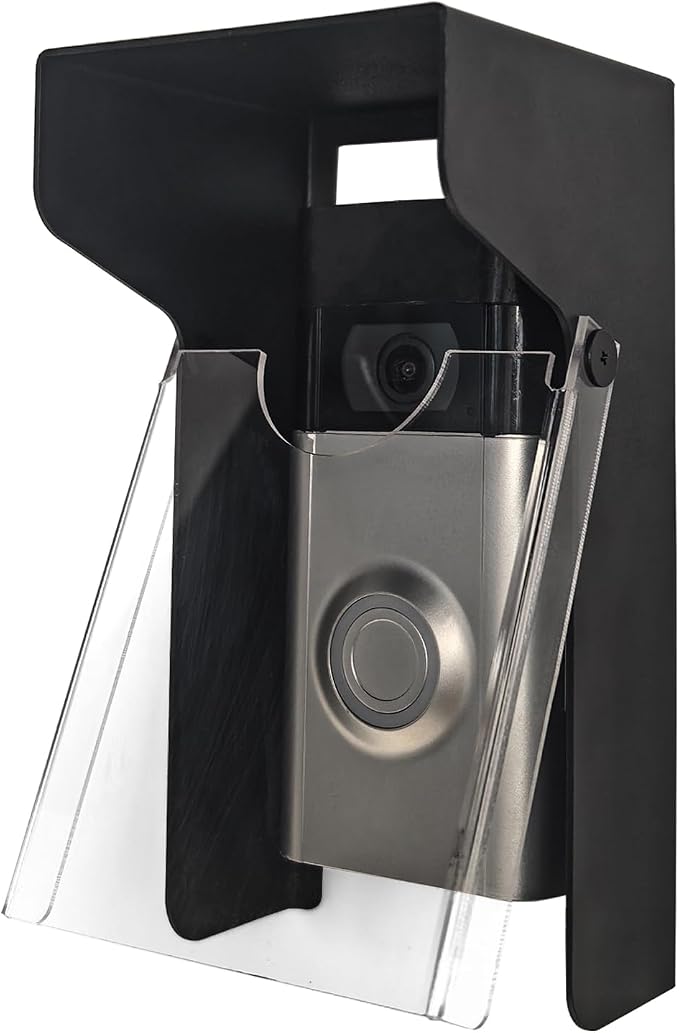 Flip Video Metal Doorbell Rain Cover Sun Shield Hood Plate, Weather Protection