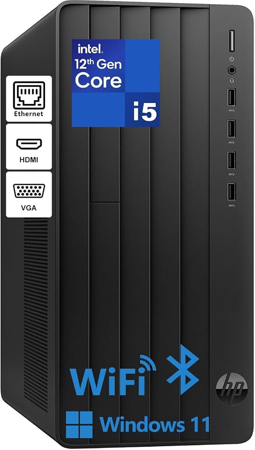 HP Pro Tower Desktop for Business & Home, Intel i5-12500 Processor, 16GB RAM, 512GB SSD, Intel UHD Graphics 770, Wi-Fi 6, Bluetooth 5.3, Windows 11 Home