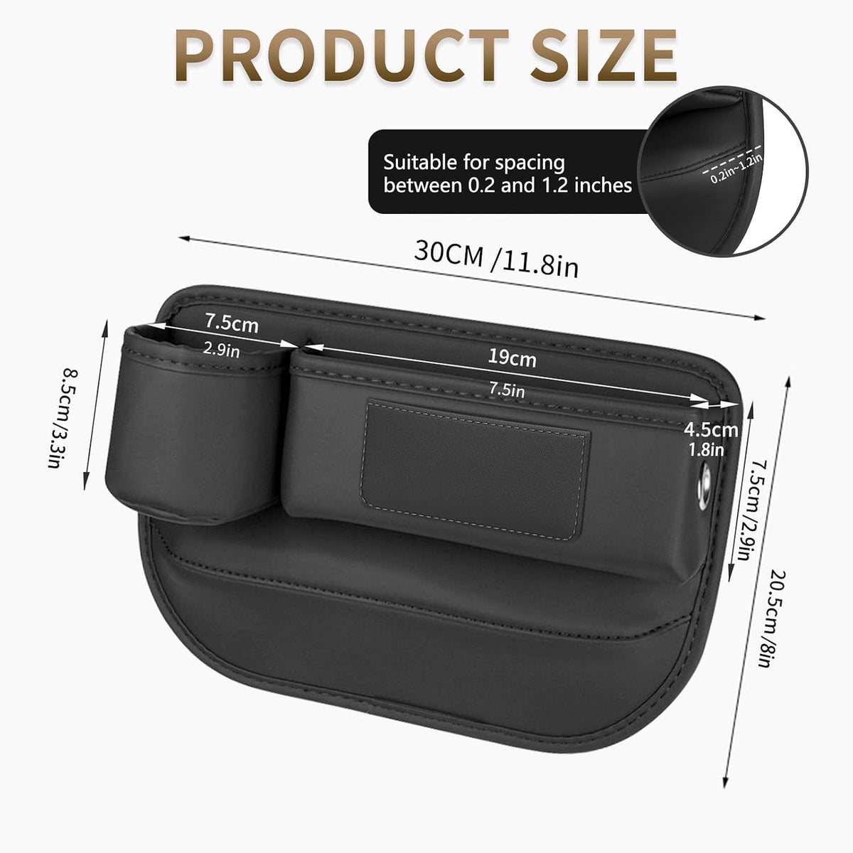 Kwak's Car Seat Gap Filler 2 Pack, PU Leather Organizer with Cup Holder Red | Fits gaps 0.2–1.2 inches| Blocks Dropped Items | Holds Cups Up To 2.8"| Tool-free Install | Easy to Wipe Clean