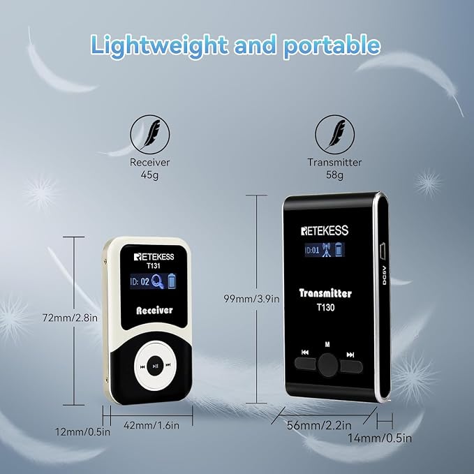 Retekess T130 Wireless Tour Guide System, Church Translation System, Tour Guide