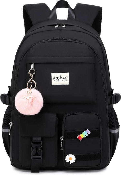 Abshoo Big Student Laptop Backpack - Stylish Black Bookbag for College & High School Girls