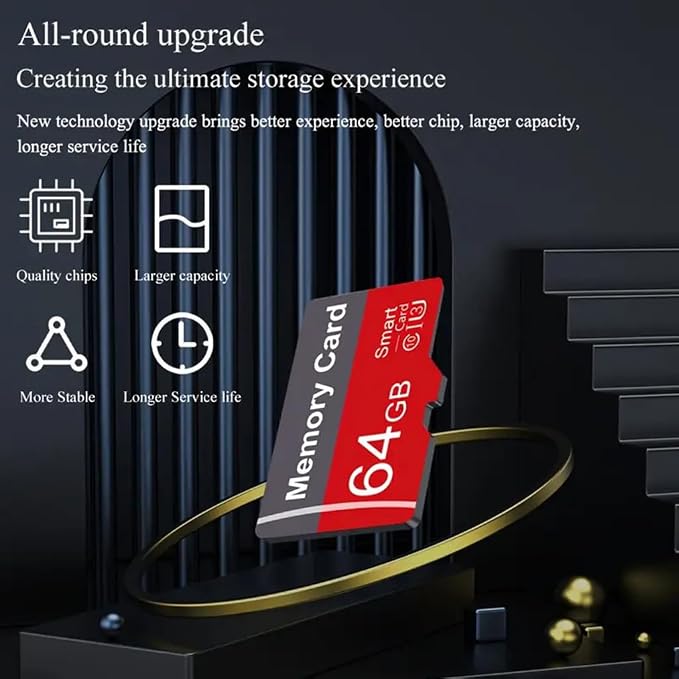 2 Pack Memory Card 64GB with Adapter, High Speed TF Card, UHS-I C10 A1 Memory