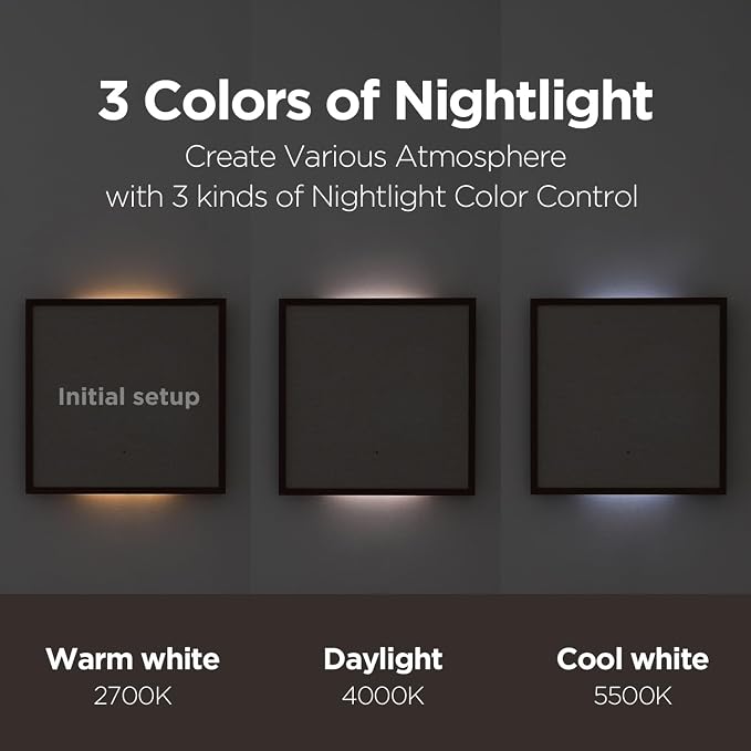 mooas Wooden Frame LED Silent Wall Clock