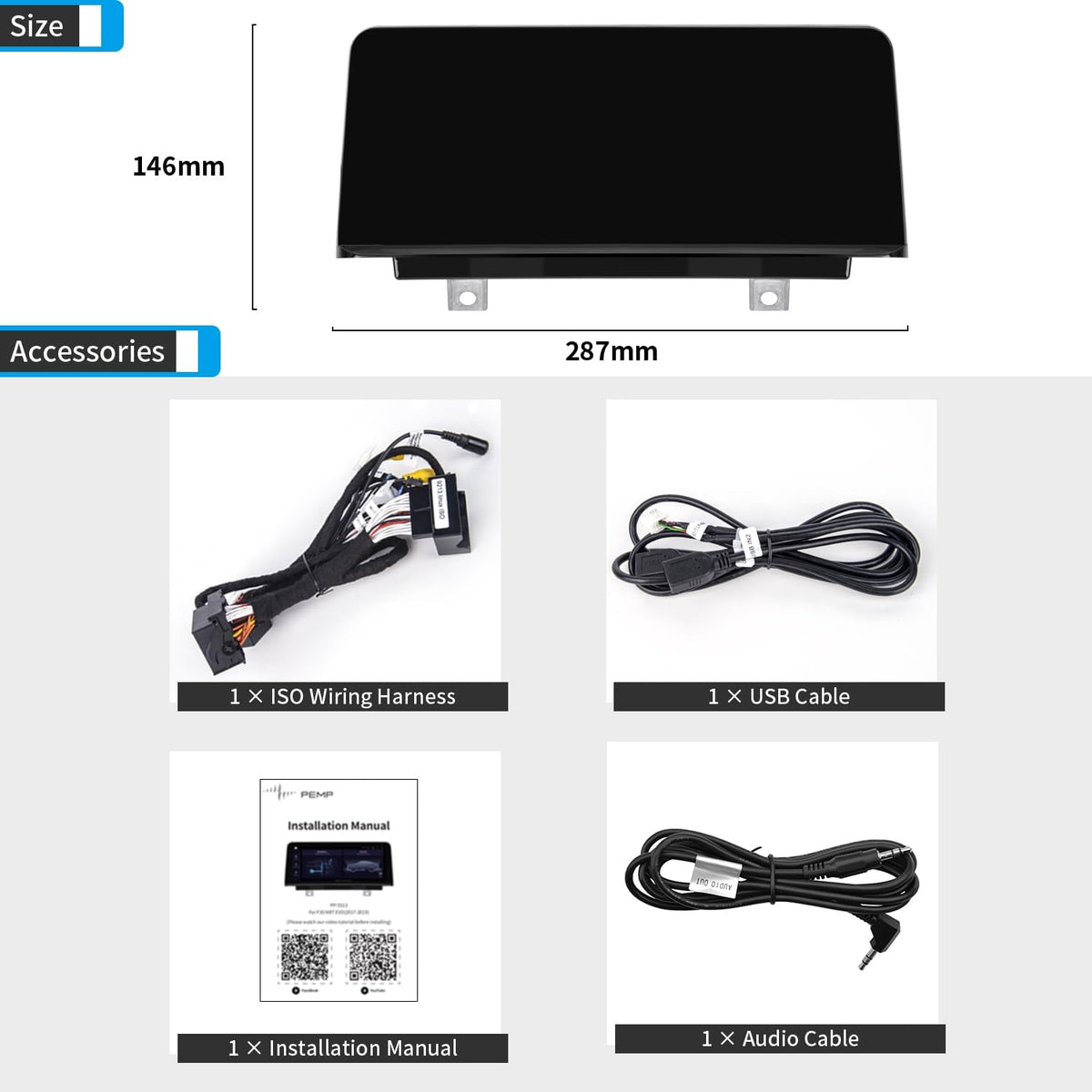 PEMP Linux Screen for BMW 2012-2017 F30 F31 F32 F33 F34 F35 F20 F21 F22 ID4 NBT CIC, Support iOS 26 Wired and Wireless CarPlay Retrofit Android Auto 328i 320i Accessories Radio