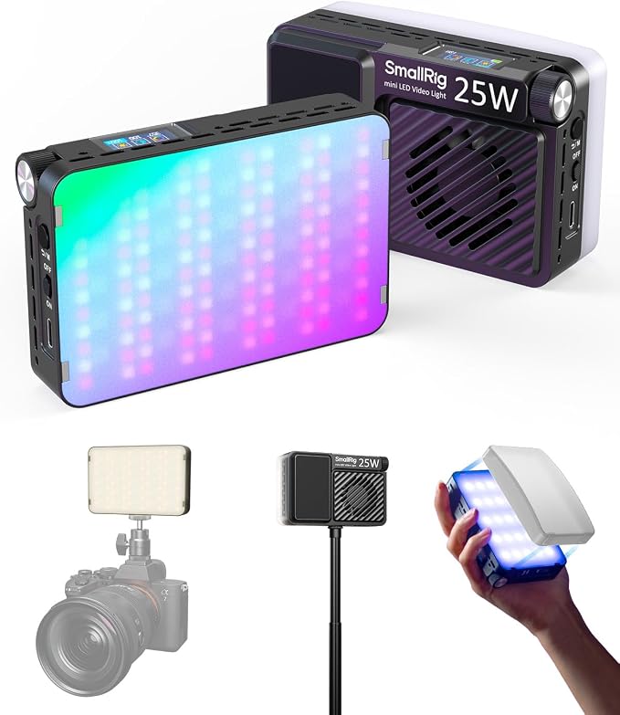 SmallRig RM 25C Mini LED RGB Video Light, 3100mAh Battery, HD LCD Display