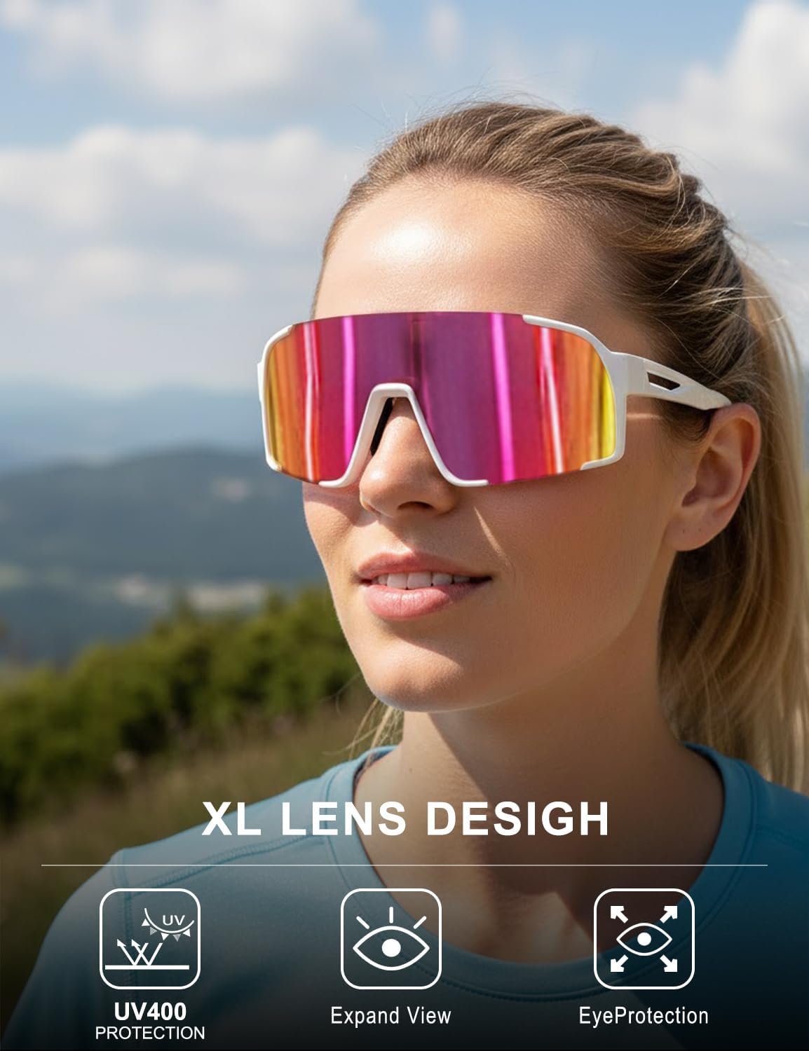 OULAIQI Sports Sunglasses - UV Protection Cycling Glasses for Men & Women | Ideal for Running, Softball, Hiking
