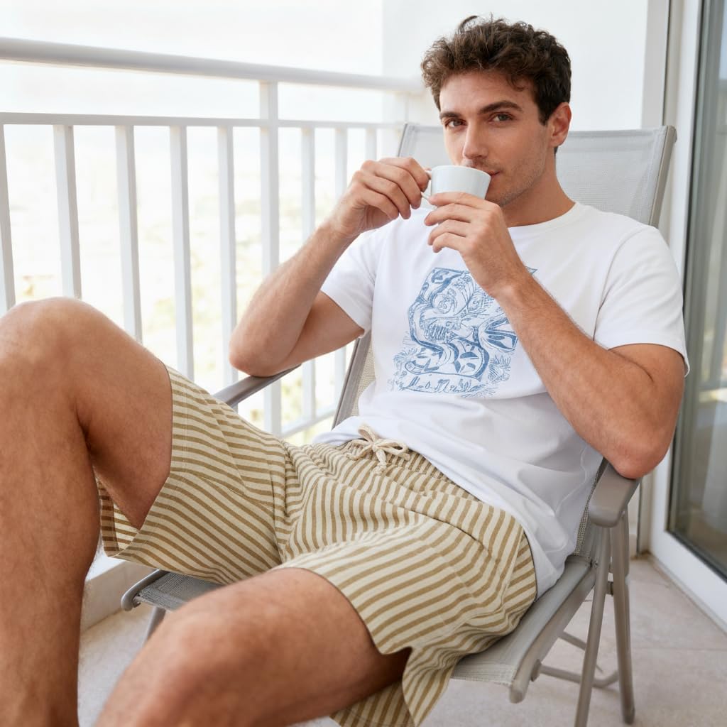 Skiennix 2-in-1 Seersucker Men’s Swim Trunks - Quick Dry with Compression Liner & Zipper Pockets - 7 Inches