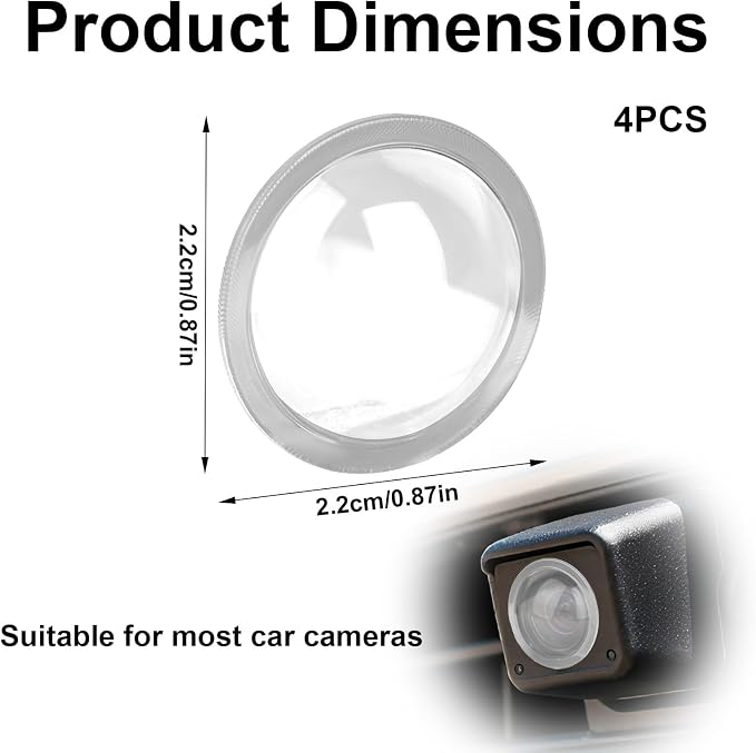 4pcs Car Camera Lens Protector, HD 360° Protection Backup Rear View Camera