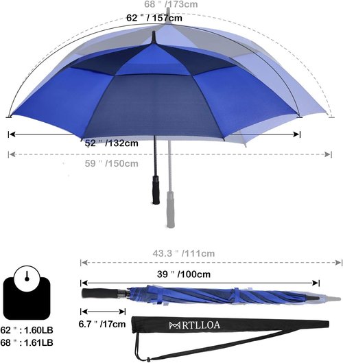 MRTLLOA Golf Umbrella - Extra Large 54/62/68/72 Inch | Automatic Open, Windproof & Waterproof Design