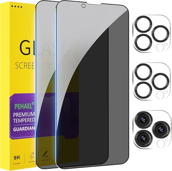 PEHAEL 2+2Pack for iPhone 13 Pro Max Privacy Screen Protector