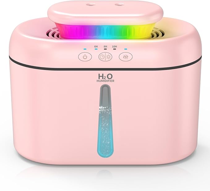 SZO Humidifiers for Bedroom, 2.5L Capacity, Auto Shut-Off, Easy to Fill & Clean, 16 dB Quiet Ultrasonic Humidifier for Large Room, Plants, Baby Nursery, Indoor, Night Light(soft pink)