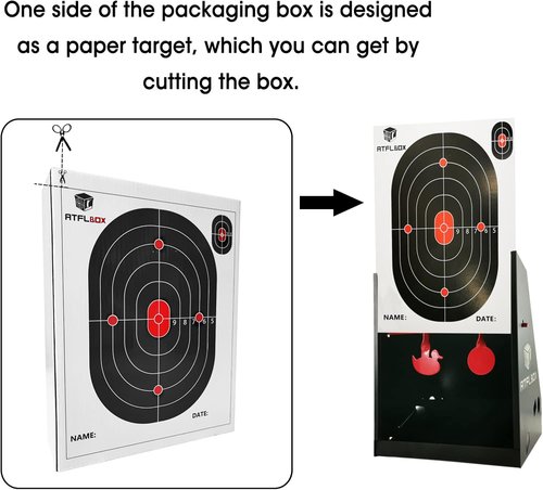 Atflbox BB Gun Target Trap - 7 x 9 Inch with 20 Paper Targets & Spinning Metal Silhouettes | Ideal for Airsoft & Pellet Guns