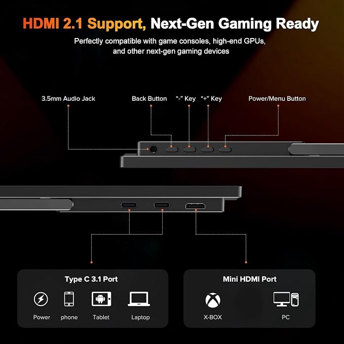 UPERFECT 2.5K 240Hz QLED Portable Monitor, 16" 2560x1600 QHD 100% DCI-P3 400 Nits Portable Gaming Monitor w/Stand & VESA, Adaptive Sync HDMI 2.1 External Screen for Laptop PC Phone Game Console