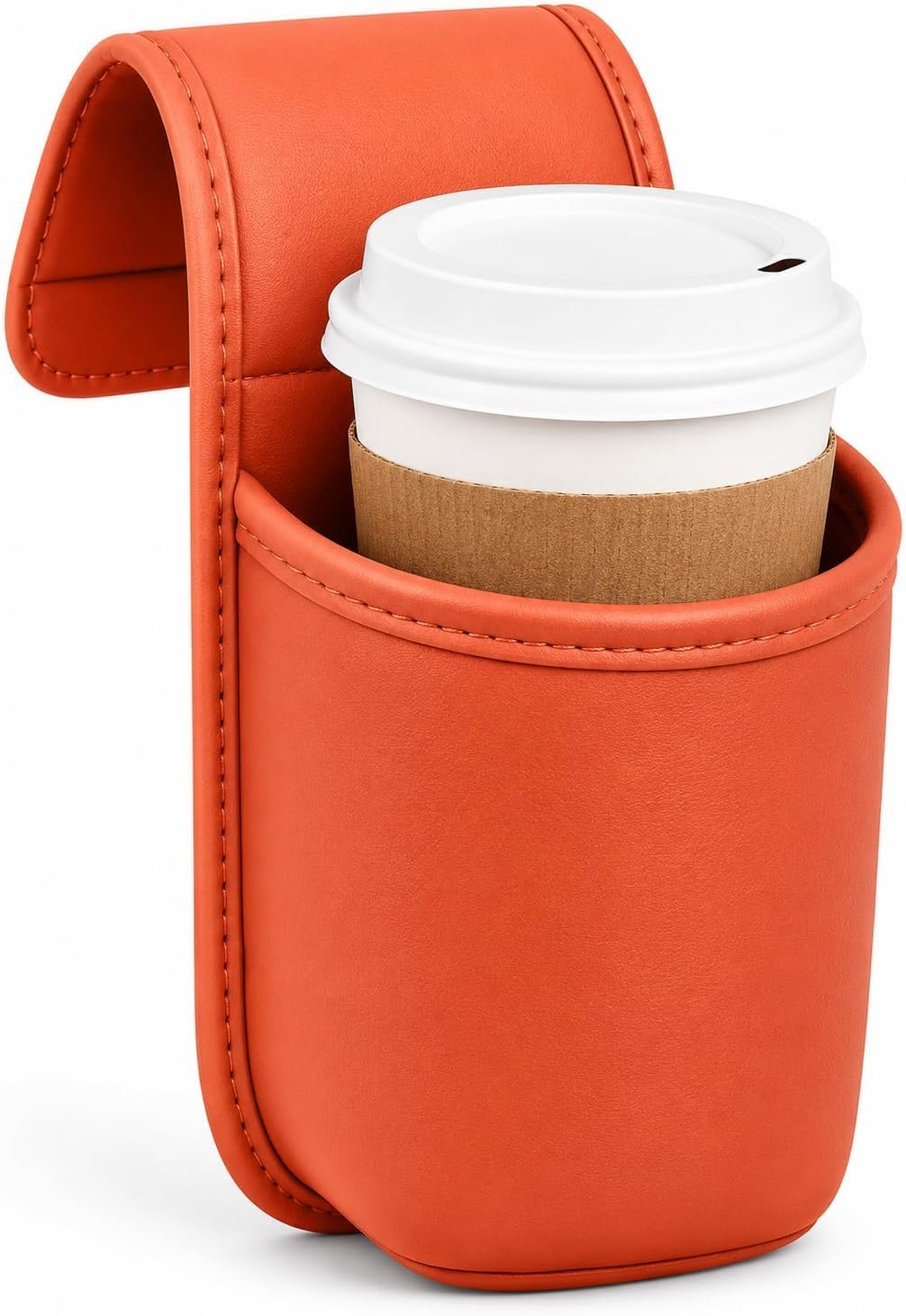 Leather Car Door Cup Holder, 2027 New Cup Holder for Car，Orange
