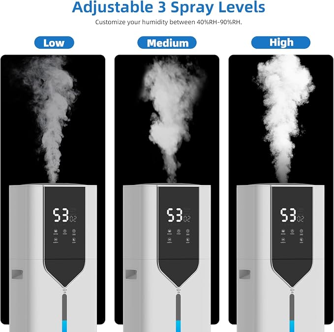 10L/2.6Gal Smart Humidifiers for Bedroom Large Room up to 600ft², 100H Runtime Cool Mist Top Fill, Ultra Quiet 30dB, Auto Control, Perfect for Bedroom, Office, Baby, White