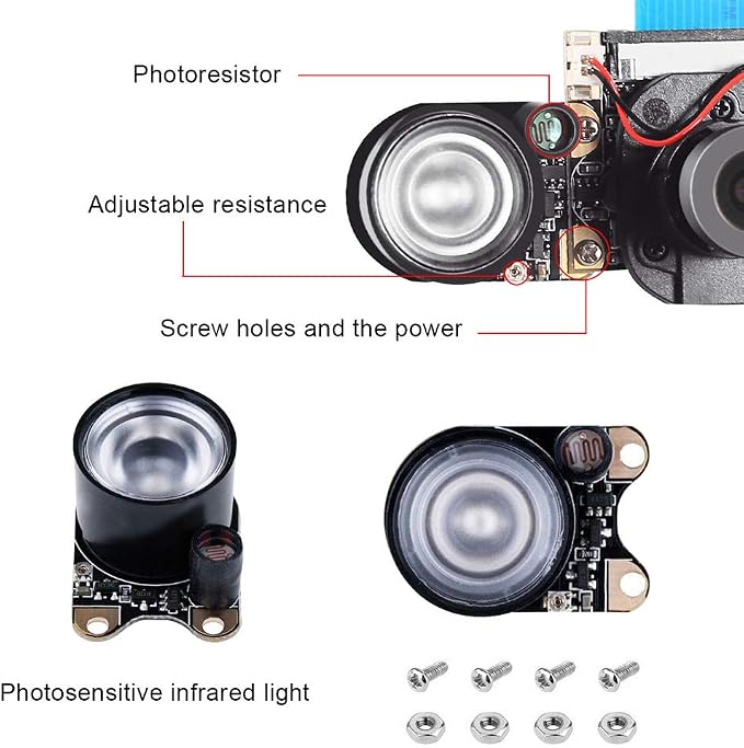 DORHEA Raspberry Pi 4 Camera Module Automatic IR-Cut Sensor Day/Night Vision