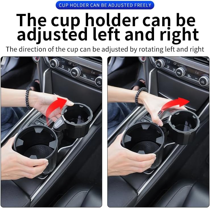 Upgrade Dual Cup Holder Expander, 2-in-1 Car Cup Holder Fit for Yeti, Hydroflask, Large Water Mug Coffee Bottles 10-46 OZ, Cup Holder Insert with Expandable Base for Cars SUVs Truck