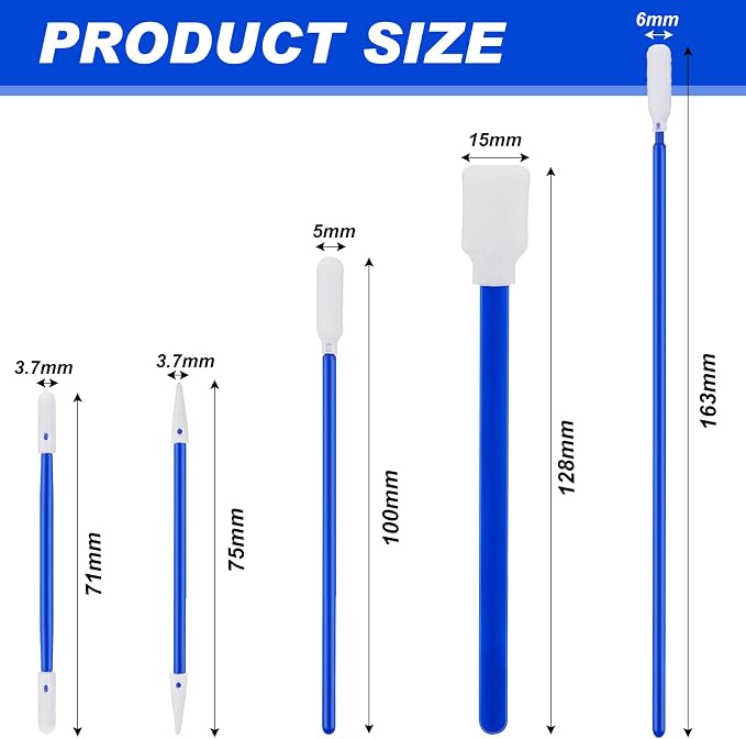 500 Pack Foam Tip Cleaning Swab Kit 5 Types Multi Purpose Swabs Cleanroom