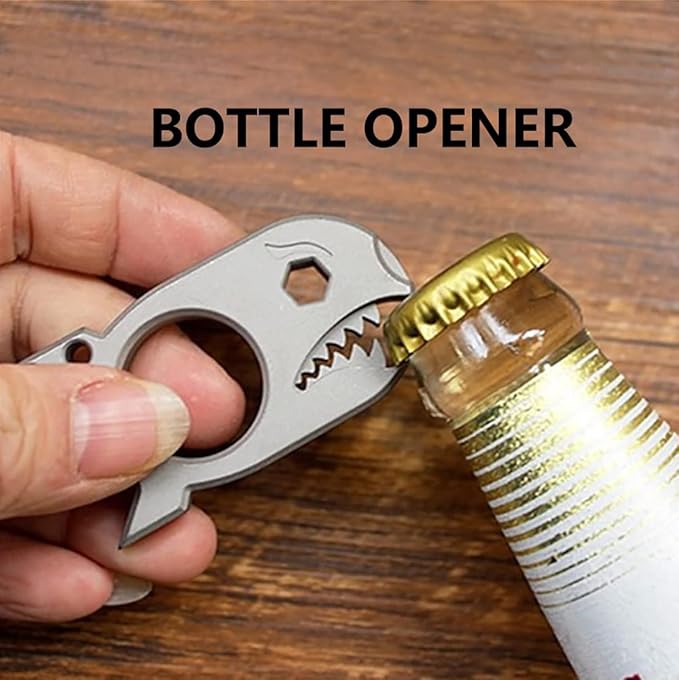 EDC Pry Bar with Bottle Opener Wrench Titanium Prybar Multi Tool, Keychain Multitool Tool, Pocket Crowbar for Outdoor Camping Hiking Fishing (PEI)