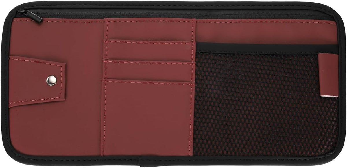 PATIKIL 1Pcs Car Sun Visor Organizer, 12.8 x 6.5 Inch PU Leather Vehicle Storage Pouch Holder for Sunglasses Card Pen Driver License Car Accessories, Black