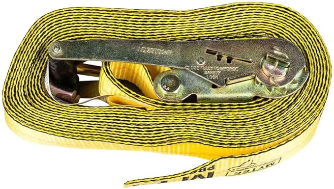 Mytee Products (200 Pack) Ratchet Tie-Down Straps with Wire Hook, 2" x 30' Yellow Ratchet Strap | 10,000 Lbs Breaking Strength | Heavy Duty TieDown Ratchet Straps for Flatbed, Truck, Trailers Pickup
