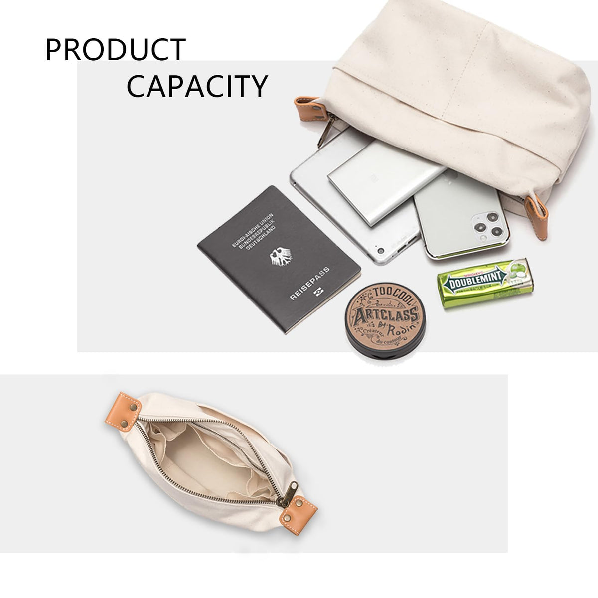 Insert Storage Bag Purse Organizer and Cosmetic Travel Bags for Women Makeup Bag with Compartments Three Sizes Cotton Canvas built-in compartments functiona and fashionable