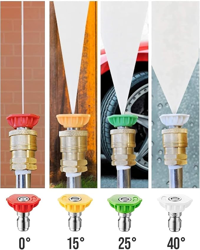 Pressure Washer Spray Nozzle Tips Multiple Degrees, 1/4 inch Quick Connector 4-Pcs